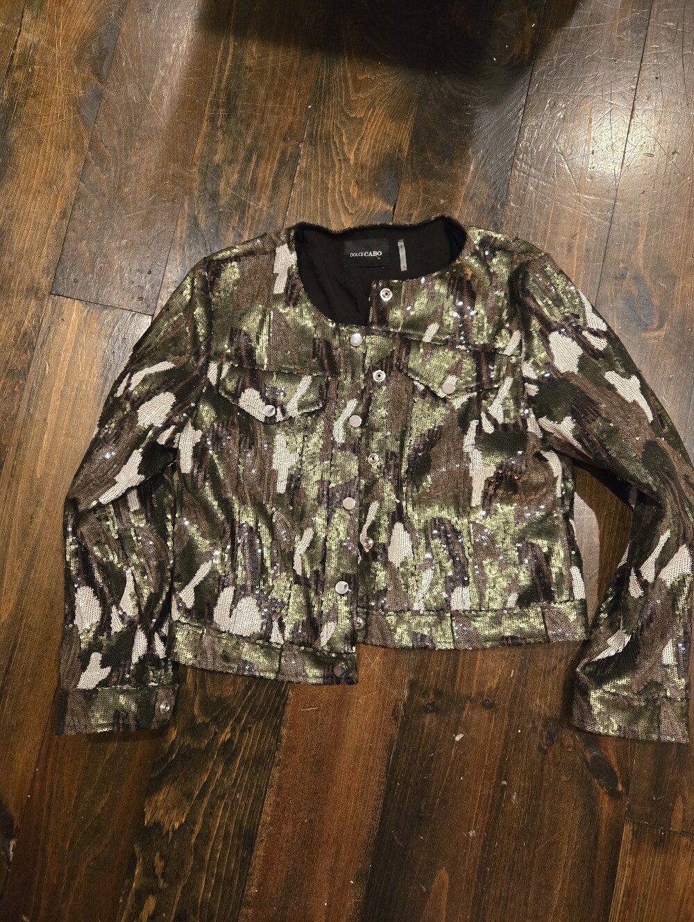 Dolce Cabo NWOT Sequined Camouflage Jacket Size Small MSRP $200
